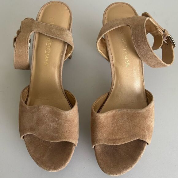 Stuart Weitzman Suede Platform Sandals Size 7.5 - Picture 9 of 11
